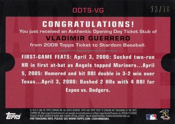 2009 Topps Ticket to Stardom - Opening Day Ticket Subs #ODTS-VG Vladimir Guerrero Back