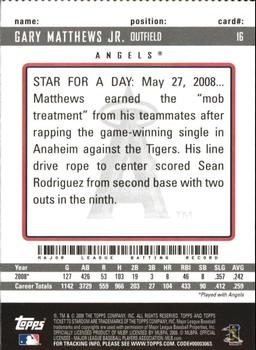 2009 Topps Ticket to Stardom - Perforated #16 Gary Matthews Jr. Back