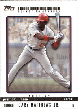 2009 Topps Ticket to Stardom - Perforated #16 Gary Matthews Jr. Front