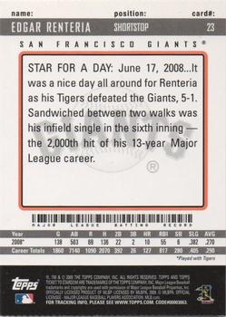 2009 Topps Ticket to Stardom - Perforated #23 Edgar Renteria Back