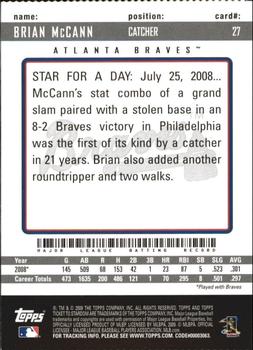 2009 Topps Ticket to Stardom - Perforated #27 Brian McCann Back
