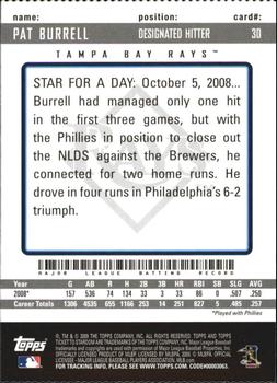 2009 Topps Ticket to Stardom - Perforated #30 Pat Burrell Back