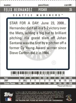 2009 Topps Ticket to Stardom - Perforated #35 Felix Hernandez Back