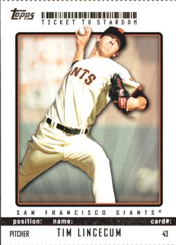 2009 Topps Ticket to Stardom - Perforated #43 Tim Lincecum Front