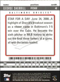 2009 Topps Ticket to Stardom - Perforated #48 George Sherrill Back