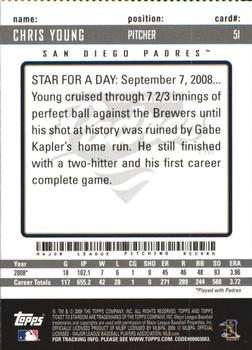 2009 Topps Ticket to Stardom - Perforated #51 Chris Young Back