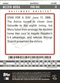2009 Topps Ticket to Stardom - Perforated #52 Melvin Mora Back