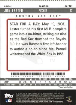 2009 Topps Ticket to Stardom - Perforated #67 Jon Lester Back