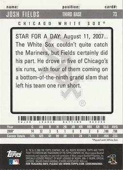 2009 Topps Ticket to Stardom - Perforated #73 Josh Fields Back