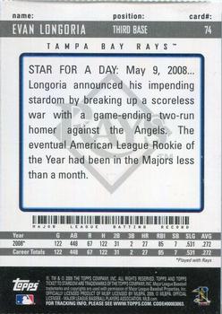 2009 Topps Ticket to Stardom - Perforated #74 Evan Longoria Back