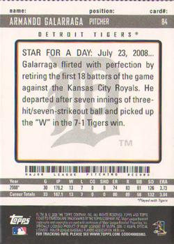 2009 Topps Ticket to Stardom - Perforated #84 Armando Galarraga Back
