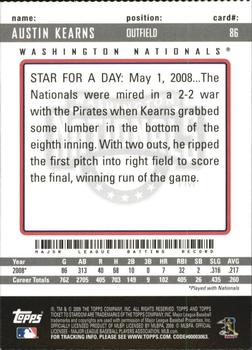 2009 Topps Ticket to Stardom - Perforated #86 Austin Kearns Back