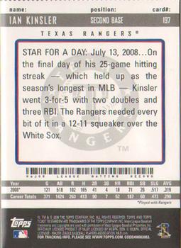2009 Topps Ticket to Stardom - Perforated #197 Ian Kinsler Back