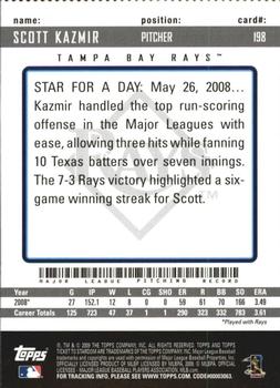 2009 Topps Ticket to Stardom - Perforated #198 Scott Kazmir Back