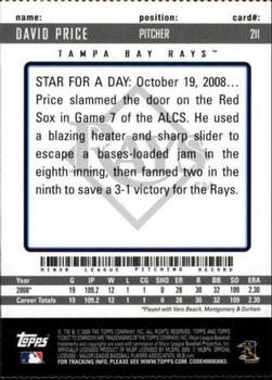 2009 Topps Ticket to Stardom - Perforated #211 David Price Back