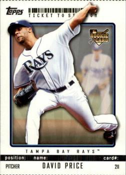 2009 Topps Ticket to Stardom - Perforated #211 David Price Front