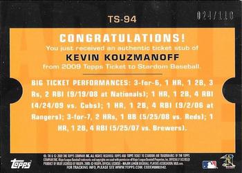 2009 Topps Ticket to Stardom - Ticket Stubs #TS-94 Kevin Kouzmanoff Back