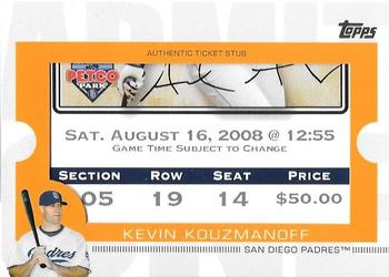 2009 Topps Ticket to Stardom - Ticket Stubs #TS-94 Kevin Kouzmanoff Front