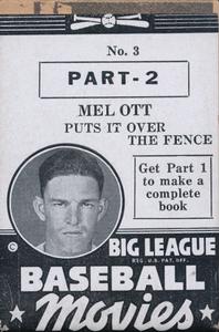 1938 Goudey Big League Movies (R326) #3 Mel Ott Front
