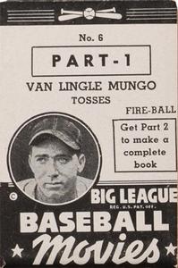 1938 Goudey Big League Movies (R326) #6 Van Lingle Mungo Front