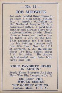 1938 Goudey Big League Movies (R326) #11 Joe Medwick Back