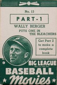 1938 Goudey Big League Movies (R326) #13 Wally Berger Front