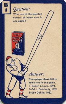 1934 Quaker Oats Ask Me Trivia #B1 Babe Ruth / Lou Gehrig / Ed Delahanty / Bob Lowe Back