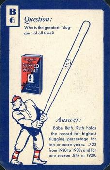 1934 Quaker Oats Ask Me Trivia #B6 Boston Braves / Brooklyn Dodgers / Babe Ruth Back