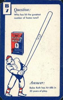 1934 Quaker Oats Ask Me Trivia #B7 St. Louis Browns / Babe Ruth Back