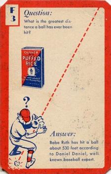 1934 Quaker Oats Ask Me Trivia #F3 Babe Ruth / Roger Bresnahan Front