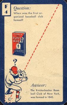 1934 Quaker Oats Ask Me Trivia #F4 Babe Ruth / New York Knickerbockers Back
