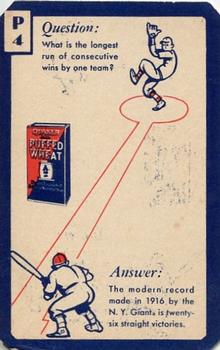 1934 Quaker Oats Ask Me Trivia #P4 Dizzy Dean / New York Giants Back