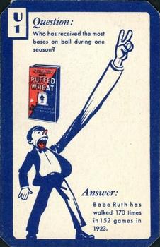1934 Quaker Oats Ask Me Trivia #U1 Babe Ruth / Pittsburgh Pirates / Cincinnati Reds Back