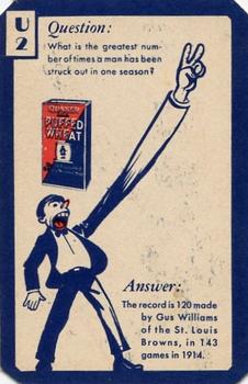 1934 Quaker Oats Ask Me Trivia #U2 George Sisler / Gus Williams Back
