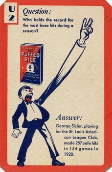 1934 Quaker Oats Ask Me Trivia #U2 George Sisler / Gus Williams Front