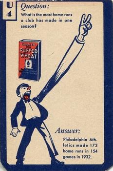 1934 Quaker Oats Ask Me Trivia #U4 Philadelphia Athletics / Hack Wilson Back