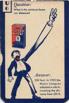 1934 Quaker Oats Ask Me Trivia #U6 Lou Gehrig Back