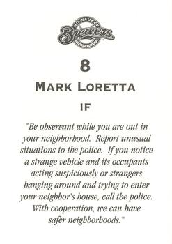 2000 Milwaukee Brewers Police - Wisconsin River Golf Club, Warehouse Specialists Inc. #NNO Mark Loretta Back