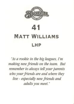 2000 Milwaukee Brewers Police - Wisconsin River Golf Club, Warehouse Specialists Inc. #NNO Matt Williams Back