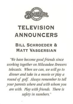 2000 Milwaukee Brewers Police - Wisconsin River Golf Club, Warehouse Specialists Inc. #NNO Bill Schroeder / Matt Vasgersian Back