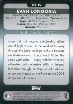 2009 Topps Ticket to Stardom - Ticket To Stardom #TTS-10 Evan Longoria Back