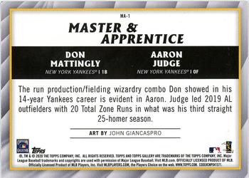 2020 Topps Gallery - Master & Apprentice #MA-1 Don Mattingly / Aaron Judge Back