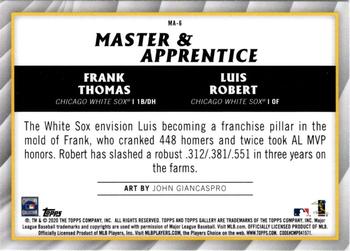 2020 Topps Gallery - Master & Apprentice #MA-6 Frank Thomas / Luis Robert Back