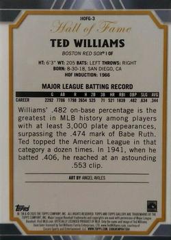 2020 Topps Gallery - Hall of Fame Gallery #HOFG-3 Ted Williams Back