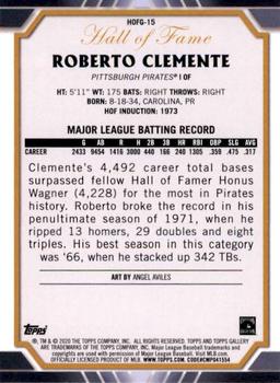 2020 Topps Gallery - Hall of Fame Gallery #HOFG-15 Roberto Clemente Back