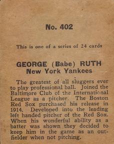 1933 Eclipse Import R337 #402 Babe Ruth Back