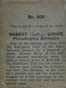 1933 Eclipse Import R337 #408 Lefty Grove Back