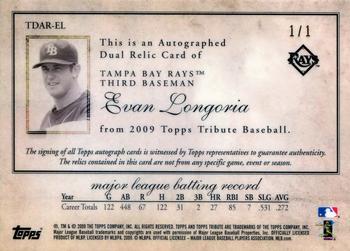 2009 Topps Tribute - Autograph Dual Relics Red #TDAR-EL Evan Longoria Back
