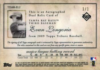 2009 Topps Tribute - Autograph Dual Relics Red #TDAR-EL2 Evan Longoria Back