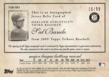 2009 Topps Tribute - Autograph Relics #TAR-SB3 Sal Bando Back